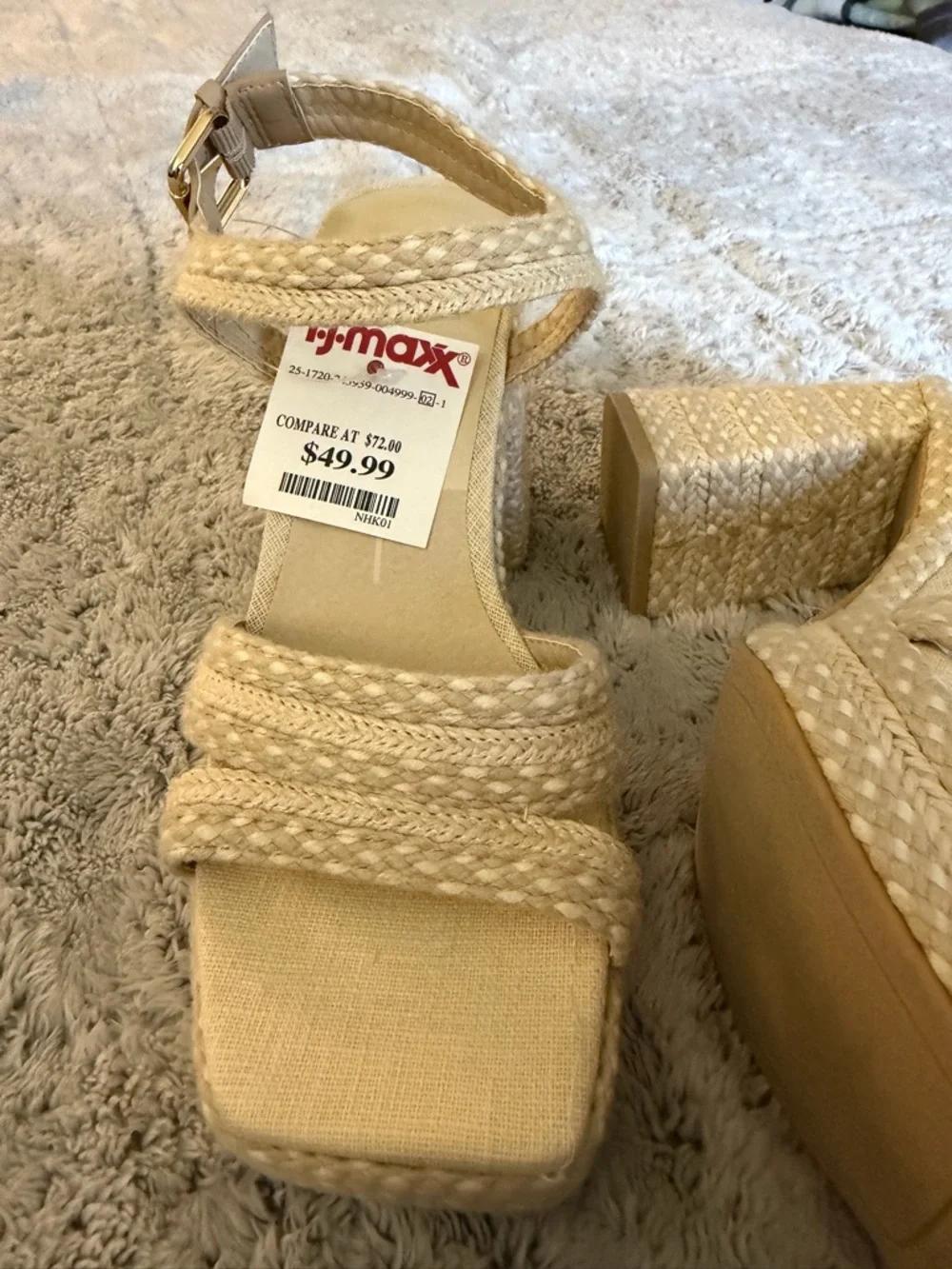 Dolce Vita Cream Braided Strap Block Heel Sandals - Picture 9 of 11